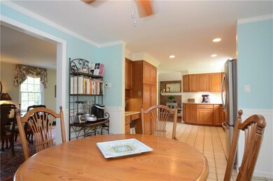 The kitchen has a nice flow into the family room, 