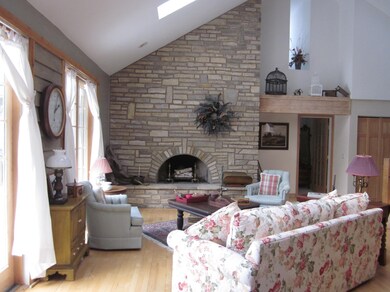 Living Room with Great Stone Fireplace