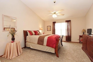 A view of the vaulted master bedroom