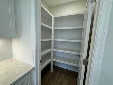 Another upscale detail- wood shelving in the walk in pantry!