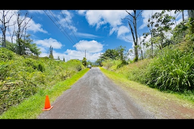 Approximate boundaries of lot 85 marked by cones.  Photo taken looking in the direction of Ainaloa Drive.