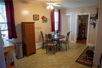 Kitchen leads into dining room