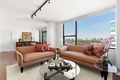 Spacious living room open to the dining room.