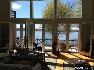 Living Room. View from living room to lake with at