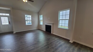 Living room with vaulted ceilings