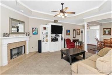 Family room with fireplace