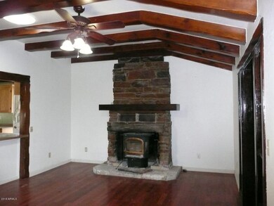 Rock fireplace in living room