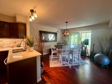 Kitchen opening to dining room