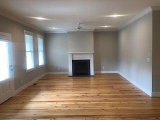 Living room with heart pine floors