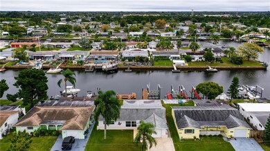 aerial shot of property and saltwater canal
