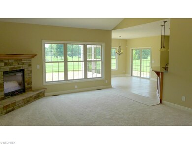Bright and open great room with fireplace and sun 