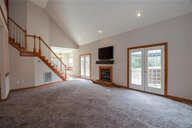 Two story family room.