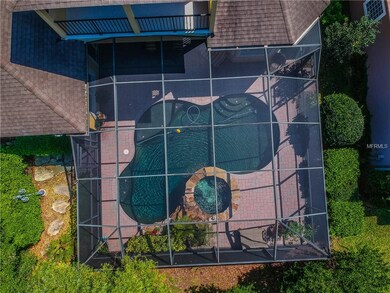 Aerial view of pool area. Note the path to the rea