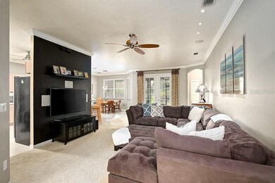 The great room with French doors to the oversized patio.