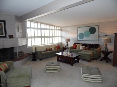 Vaulted ceiling & unique fireplace