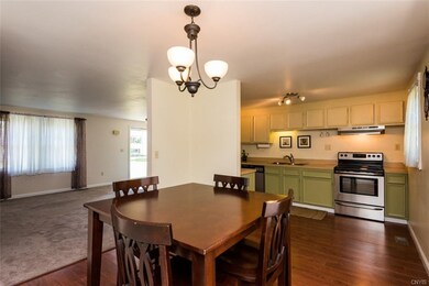The dining area is quite large with newer laminate