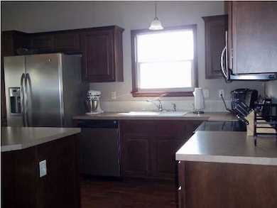 Dark wood cabinets