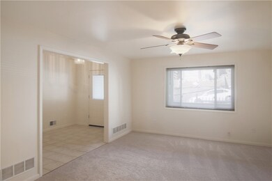 View from living room into entry