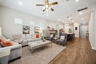 A view from the spacious family room, designed wit