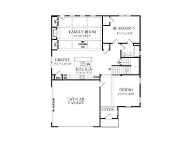 The Hickory Manor versitile floorplan on the first level.