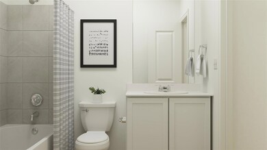 Full bathroom with vanity, toilet, and shower / ba