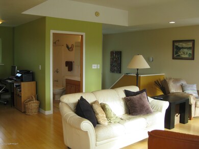 living room and guest bath