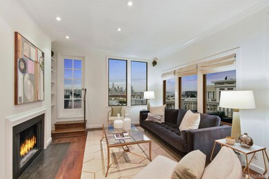 The living room also has excellent daytime views of the city skyline.