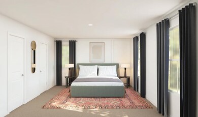 Primary suite with plush carpeting