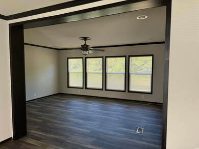 Empty room featuring dark wood-type flooring, plen