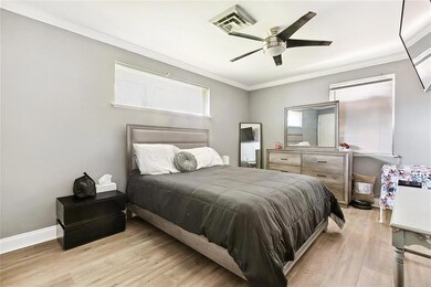 The primary bedroom is large enough for oversized