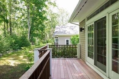 Spacious deck with access to back yard.