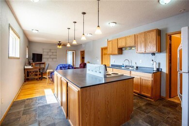 Opened up kitchen area with awesome island