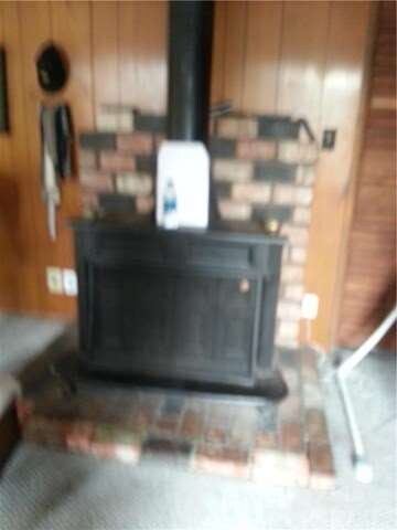 Fireplace in living room.