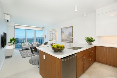 Kitchen and living area enhanced with virtual stag