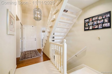 lovely front entrance with wood floors
