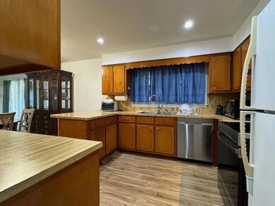 Kitchen featuring sink, kitchen peninsula, light h