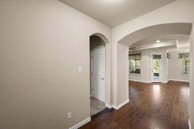 Entry features beautiful wood flooring