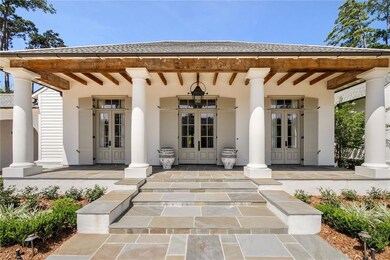 Front elevation showing reclaimed beams, and ceili