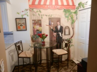 French Cafe mural in Breakfast nook