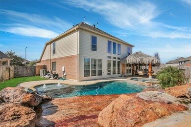 waterfall with lounge area