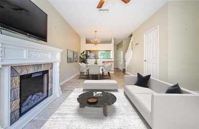 Virtually Staged Living Room & Dining Area