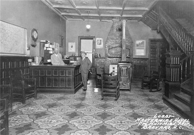 The lobby, in the history as Waltermire Hotel