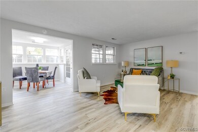 View of hardwood floored living room