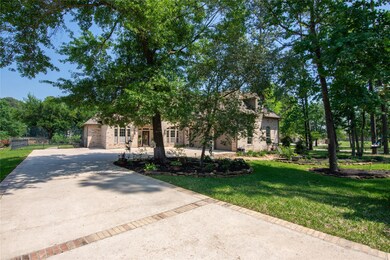 This photo captures a long, winding driveway borde