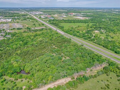 Aerial view of a heavily wooded area