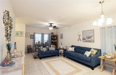 Living room facing back to front of house