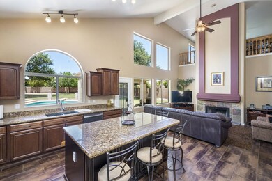 Kitchen with pool Views