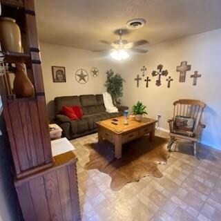 Living room with ceiling fan