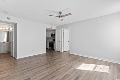 Interior space with light hardwood / wood-style fl