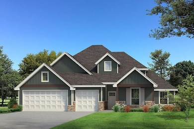 Craftsman-style house featuring board and batten siding, a front lawn, driveway, and roof with shingles